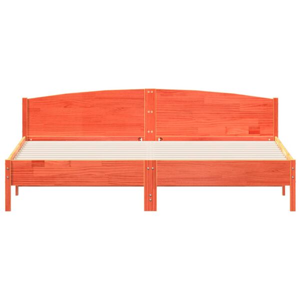 vidaXL Cama sin colch&oacute;n madera maciza de pino marr&oacute;n cera 200x200 cm