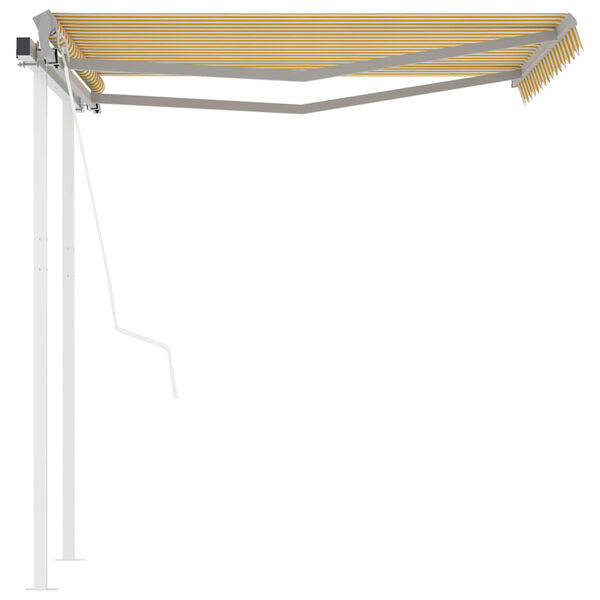 vidaXL Toldo retr&aacute;ctil autom&aacute;tico con postes amarillo y blanco 3x2,5 m