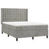 vidaXL Cama box spring colch&oacute;n y LED terciopelo gris claro 140x200 cm