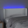 vidaXL Cabecero con LED cuero sint&eacute;tico blanco 93x16x78/88 cm