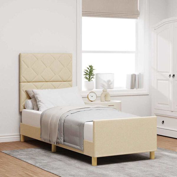 vidaXL Estructura de cama con cabecera Crema 80 x 200 cm tela