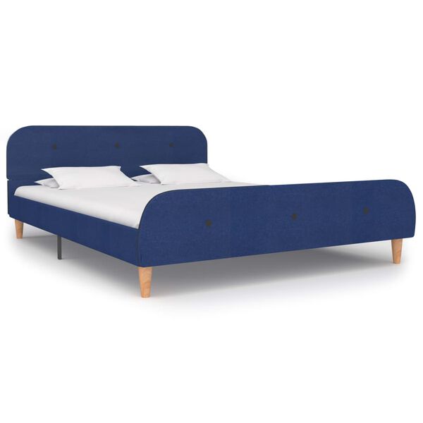 vidaXL Estructura de cama sin colch&oacute;n tela azul 140x200 cm