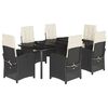 vidaXL Set de comedor de jard&iacute;n 7 pzas y cojines rat&aacute;n sint&eacute;tico negro