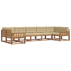 vidaXL Conjunto de sof&aacute;s de exterior con coj&iacute;n 7 pcs Natural y Beige