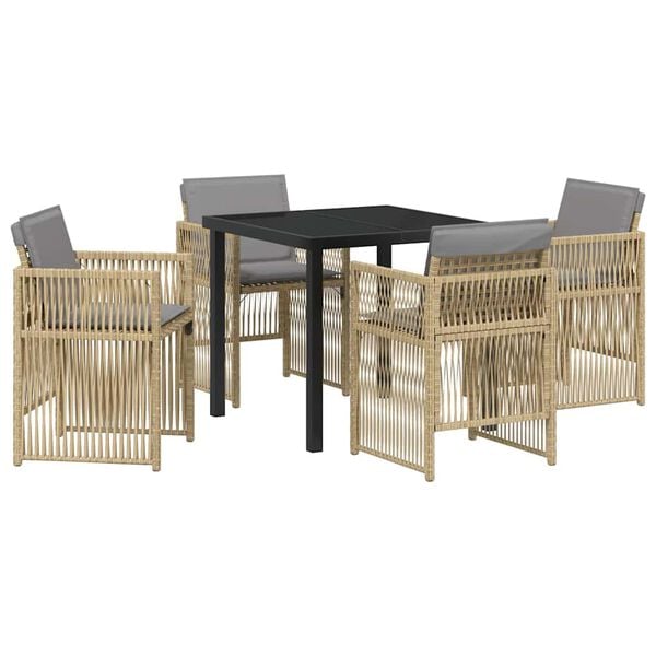vidaXL Conjunto de Comedor de Jardín 5 pcs Beige Poliratán
