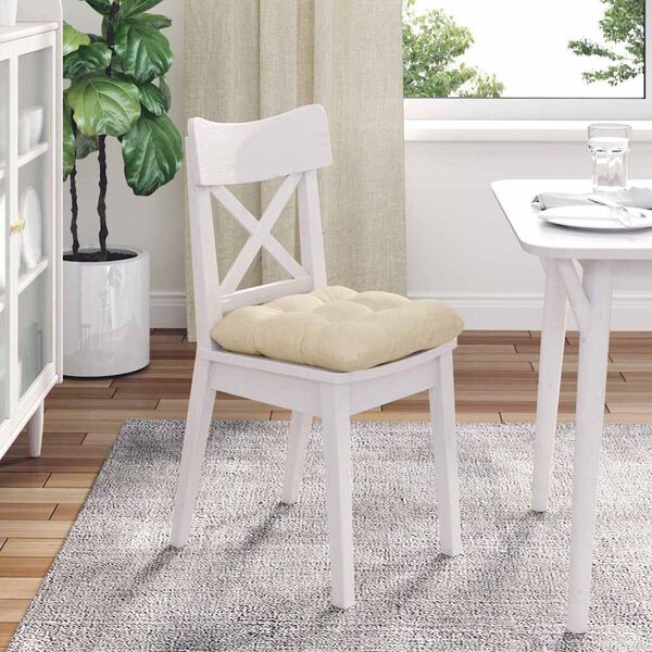 vidaXL Cojines para asiento 4 pcs Crema 45 x 45 x 12 cm tela