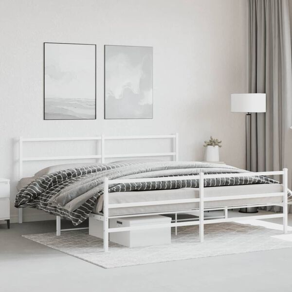 vidaXL Estructura cama sin colch&oacute;n con estribo metal blanco 200x200 cm