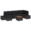 vidaXL Conjunto de sof&aacute;s de jard&iacute;n 8 uds. Negro rat&aacute;n sint&eacute;tico