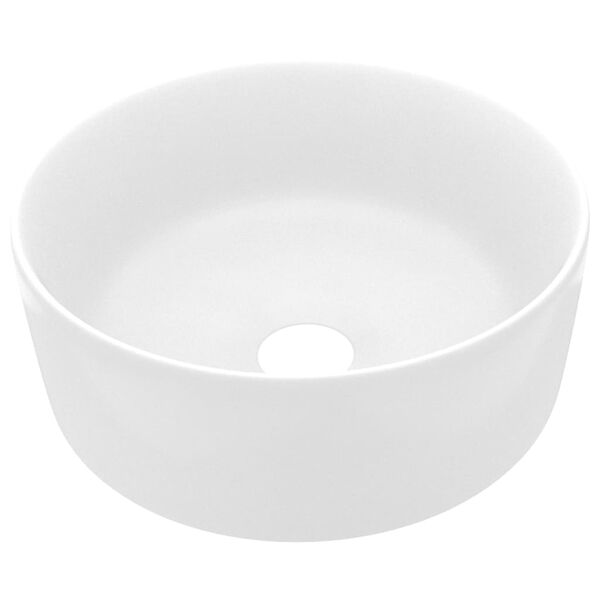 vidaXL Lavabo de lujo redondo cerámica blanco mate 40x15 cm