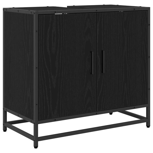 vidaXL Mueble de lavabo para ba&ntilde;o Roble Negro 65 x 33 x 60 cm
