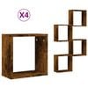 vidaXL Estantes cubo de pared 4 unidades roble ahumado 30x15x30 cm