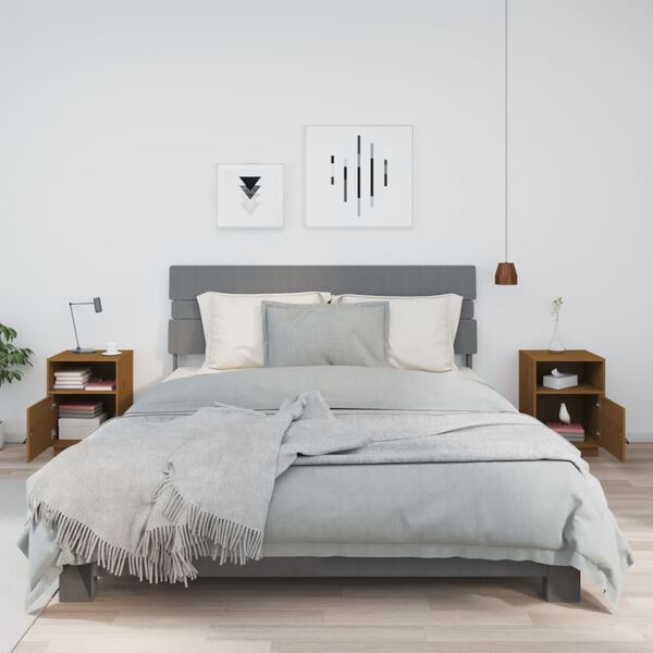vidaXL Mesitas de noche 2 uds madera de pino marr&oacute;n miel 40x34x55 cm