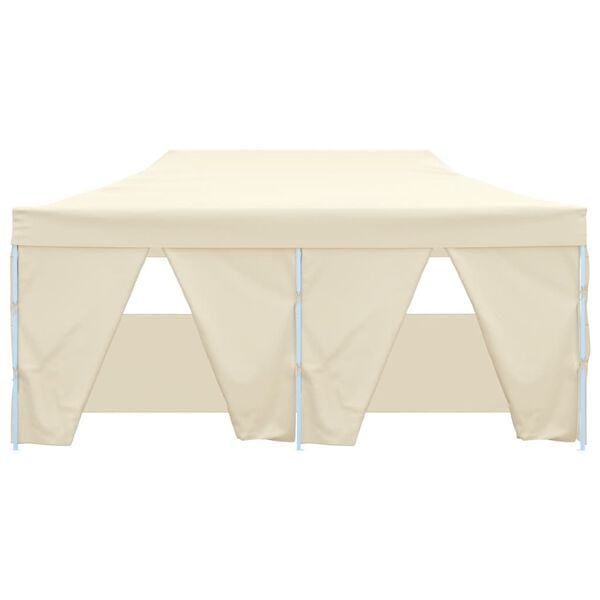 vidaXL Carpa plegable profesional con 4 paredes acero color crema 3x6m