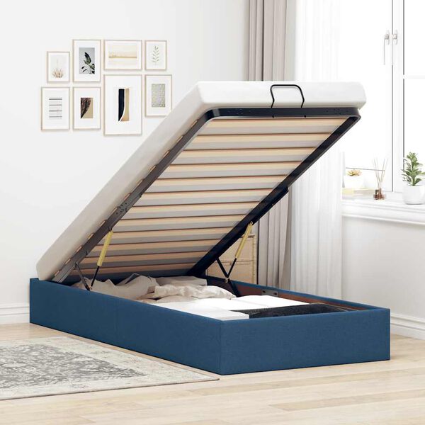vidaXL Estructura de cama otomana sin colch&oacute;n tela azul 80x200cm