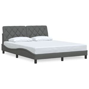 vidaXL Estructura de cama sin colch&oacute;n de tela gris oscuro 160x200 cm