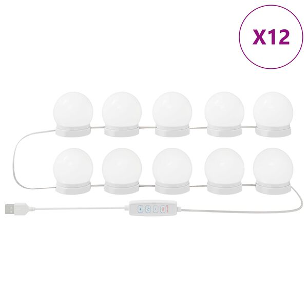 vidaXL Luces Espejo 12 pcs 4.5 x 4.5 x 4.8 cm Pl&aacute;stico
