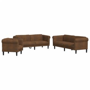 vidaXL Juego de sof&aacute;s 3 piezas terciopelo marr&oacute;n