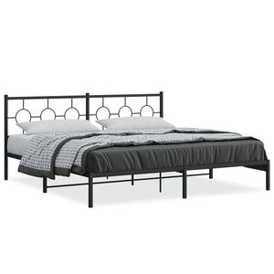 vidaXL Estructura cama sin colch&oacute;n con cabecero metal negro 193x203 cm