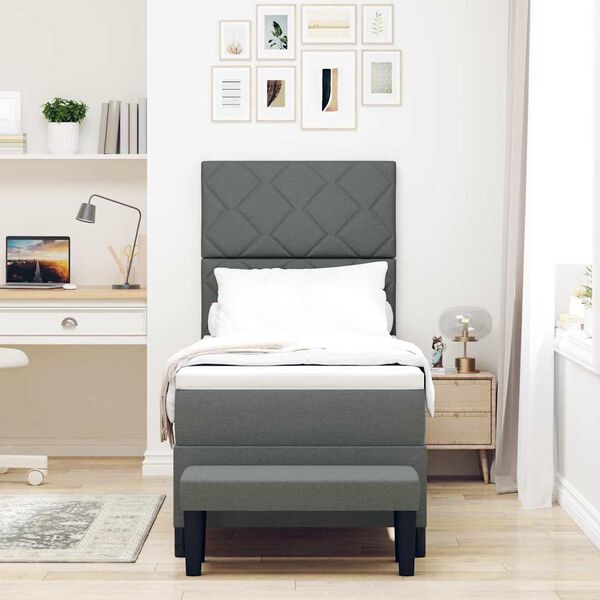 vidaXL Cama tipo Box Spring con colch&oacute;n Gris oscuro 80 x 200 cm tela