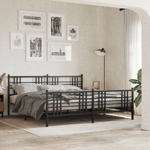 vidaXL Estructura cama sin colch&oacute;n con estribo metal negro 180x200 cm