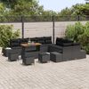 vidaXL Conjunto de sof&aacute; de jard&iacute;n con coj&iacute;n 14 pcs Negro Polirat&aacute;n