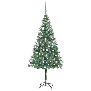 vidaXL &Aacute;rbol de Navidad helado con luces, bolas y pi&ntilde;as 180 cm