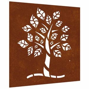 vidaXL Adorno de pared de jard&iacute;n acero corten dise&ntilde;o &aacute;rbol 55x55 cm