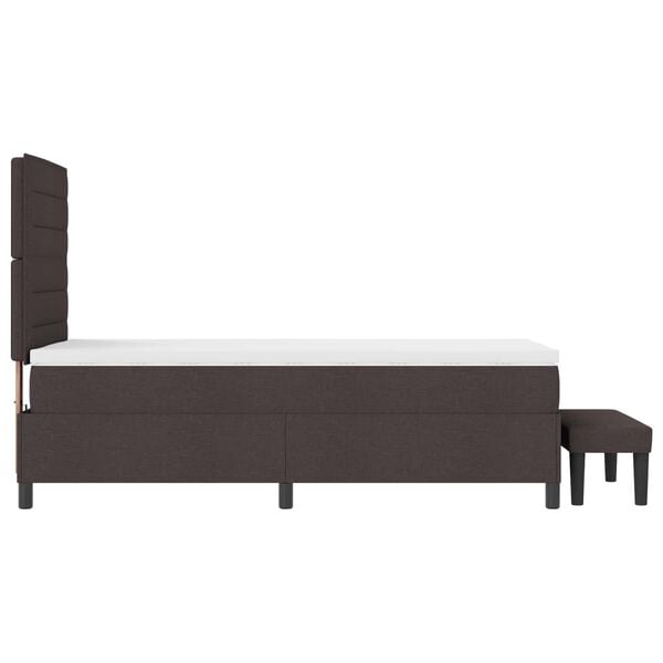 vidaXL Cama tipo Box Spring con colch&oacute;n Marr&oacute;n Oscuro 90 x 190 cm tela