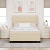 vidaXL Cama tipo Box Spring con colch&oacute;n Crema 200 x 160 cm tela