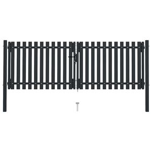 vidaXL Puerta doble de acero para valla 300 x 75 cm antracita