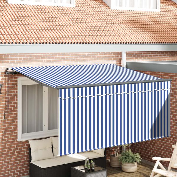 vidaXL Toldo Retr&aacute;ctil Manual Azul y 300 x 200 cm Poli&eacute;ster y Aluminio