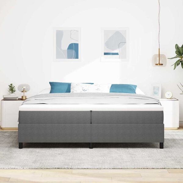 vidaXL Cama tipo Box Spring Gris claro y . 200 x 200 cm Tela de Pana