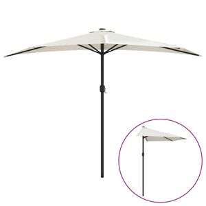 vidaXL Sombrilla de balc&oacute;n semicircular palo aluminio arena 300x155cm