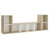 vidaXL Muebles de sal&oacute;n 3 pzas madera ingenier&iacute;a blanco y roble Sonoma