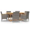 vidaXL Juego de comedor de jard&iacute;n 7 piezas con cojines gris