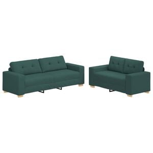 vidaXL Sof&aacute; 2 uds. Verde oscuro Tejido mezcla de lino