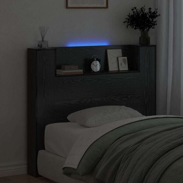 vidaXL Cabecero Roble Negro 120 x 15 x 103,5 cm Madera de ingenier&iacute;a