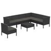 vidaXL Set de muebles de jard&iacute;n 8 pzas y cojines rat&aacute;n sint&eacute;tico negro