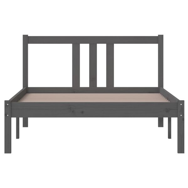 vidaXL Estructura de cama sin colch&oacute;n madera maciza gris 100x200 cm