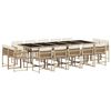 vidaXL Set comedor de jard&iacute;n con cojines 15 pzas rat&aacute;n sint&eacute;tico beige