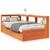 vidaXL Cama con estanter&iacute;a sin colch&oacute;n madera maciza marr&oacute;n 90x190 cm