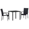 vidaXL Conjunto de Comedor de Jard&iacute;n 3 uds. Negro