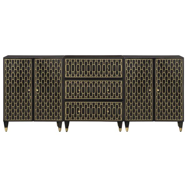 vidaXL Aparador 3 piezas madera maciza de mango 60x33x75 cm