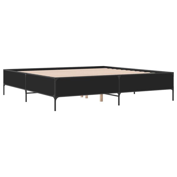 vidaXL Estructura de cama madera de ingenier&iacute;a y metal negro 180x200cm