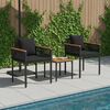 vidaXL Juego de muebles de exterior 3 pcs Negro Rat&aacute;n sint&eacute;tico