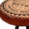 vidaXL Mesa y 6 taburetes bar madera maciza acacia cuero real y lona