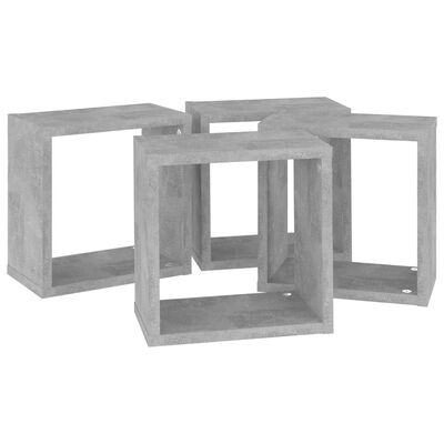 vidaXL Estantes cubo de pared 4 unidades gris hormigón 26x15x26 cm