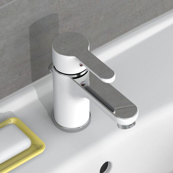 EISL Grifo monomando de lavabo DIZIANI cromado blanco