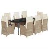 vidaXL Set comedor de jard&iacute;n 9 pzas con cojines rat&aacute;n sint&eacute;tico beige