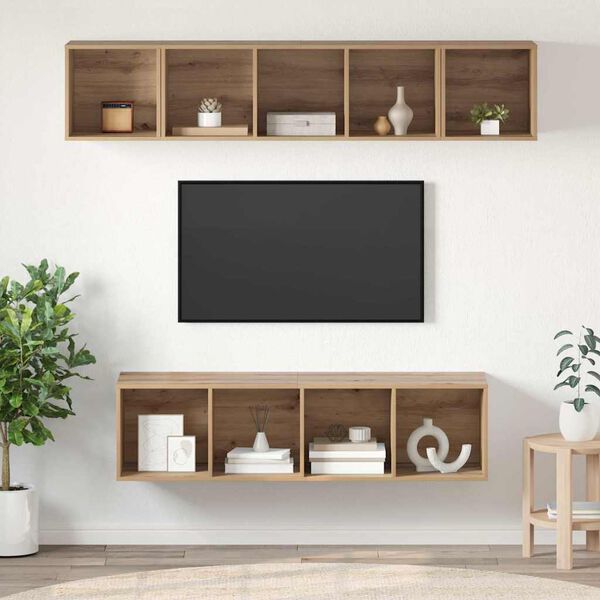 vidaXL Conjunto de mueble de TV 4 pcs Roble artesanal